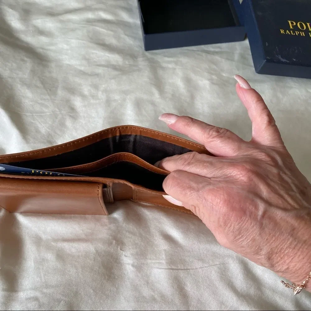 NEW Polo Ralph Lauren Tan Bio Fold Leather Wallet